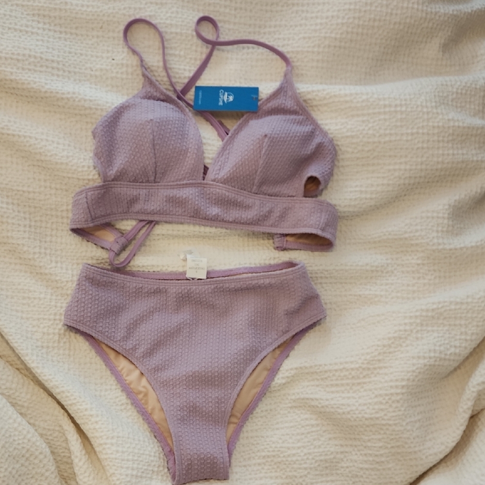 Cupshe Lilac Textured Bikini Set
